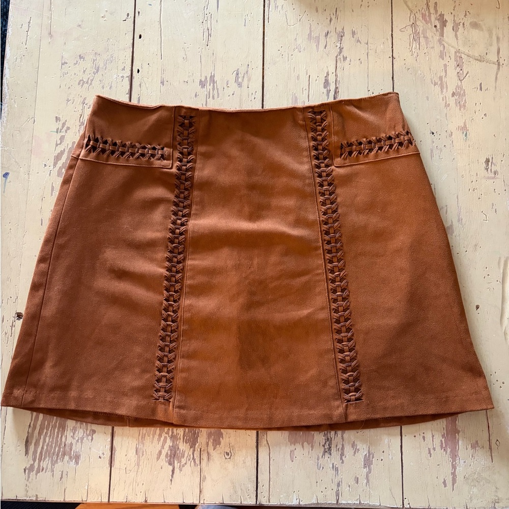 Cato Tan Woven Accent Mini Skirt